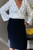 This blouse is perfect. It is feminine and classy and beautiful.  I wish I could find more items like these.  This was a lucky find. - Angela D.