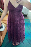 I originally got this dress for a wedding because it was the perfect color to match my husband's groomsman tie. I normally wear a medium but they were sold out, so I tried and small and it fit perfectly. I feel like it has potential, but it's not very flattering around the waist area. The tulle and top skirt layer have a lot of volume which caused my stomach to look bigger. I was hoping the belt that comes with it would help, but it's only about an inch wide so it didn't do much. I also noticed during the ceremony that one of the straps was holding on by a couple of threads, so I had to switch dresses prior to the reception to prevent it from breaking while dancing. Overall, it's a very pretty dress that I think would work for tall girls who have narrow figures. It didn't quite work for me. - Kristen N.