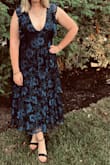 So this dress is truly beautiful and very flattering on my tall pear-shaped body. However, the chest cut isn't great. I wore a B/C cup and felt slightly uncomfortable all night because I felt like I was falling out of it, especially while sitting. Overall, the dress was great. I also wore boob tape hoping that would help and nope! - Catherine W.