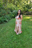 Had it hemmed because I was too short, even with wedges. The bust fit but had to have the tailor add a stitch so I wasn't completely falling out. Overall, it was comfortable and flowy. - Jessica L.