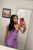 I'm obsessed with this dress. The color is so gorgeous and I got it for hoco at my school. The theme was enchanted garden and I thought this sort of goes with the theme. It's perfect. The only thing I will say is that it's super short so if u have a butt like me you might wanna keep that in mind and maybe order a size up. I got a medium and it fits perfect other than that. I'll probably just wear spandex under it. - Tiffany I.