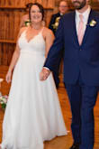 This dress was beautiful for my wedding. I had a sweep train added and only needed that alteration. - Megan P.