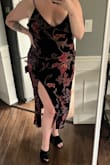 This dress really is beautiful. I love that the straps are adjustable and that it's lined, but bear in mind it has no stretch to it at all. So if you're between sizes, I would recommend sizing up. Also if you have a big bust, the straps might get a bit tight after a whole night wearing this dress. Overall, would recommend it. - Samantha R.