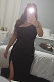 This dress is beautiful and classic. I purchased it for a winter wedding in advance and the fit is great. The dress is comfortable too which is a huge bonus. True to size and nice material that isn't overly thick or thin. The slit does go up high as shown on the model. I am 5'2" so typically the slights aren't as high on me, but it definitely is. With 3-inch heels, the dress is the perfect length and no hem is needed. Overall, a great purchase that I will get many wears out of. - Madison B.