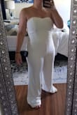 This is now my favorite jumpsuit. The fabric is heavy and lays really well, and the top doesn't slide around. Highly recommend! - Rosanna H.