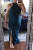 I bought this dress for an engagement photo shoot. The color and fabric are beautiful! I think it is made for a longer torso than mine though. Great dress! - Rosanna H.