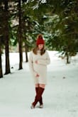 This sweater was perfect for the photoshoot. It was actually very cold out, and it kept me very warm. I can't say the same for my legs though. 
It's a very large-fitting sweater dress but I had plenty of room for the baby - Alexandra W.