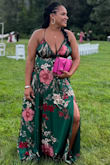 I wore this dress to an outdoor summer wedding! I fit best with a medium for this style. I am usually a large. I am 5'2, 168 lbs and my chest is a DD. I did get this dress altered because it was a bit long. I am only 5'2. The straps held my breasts up all night. LoL. I used tape to hold the insides, but the dress fit beautifully and the quality is really nice. I made sure to put it in the cleaners and it is a great addition to my closet. - Angelique R.