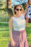 My only complaint is that it's longer/higher waisted than I expected. The colors are a little different than in the pic, but I like it! - Alissa S.