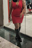 Fits perfectly well. Material is thick. Love the plunge neckline. Color is really vibrant - Rachana B.