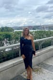 I absolutely stole the show at the musical concert I wore it to. The dress is very unique, and the one-shoulder sleeve adds a little touch to it. The sparkle is perfect! Dress is classy and elegant at the same time. True to size. - Ekaterina S.