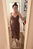 I really liked this dress! I would order again. The straps are adjustable. The small fit was a little snug but was still comfortable all night. I think the medium might've been too big. - Shelby C.