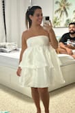 I found this dress and it is perfect for my Bridal Shower this upcoming November. It runs a bit long since I am 5'1" but easy to fix with some alterations so it looks mini like the model. Can't wait to wear it. - Sofia R.