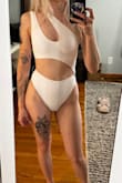 I can't express how much I love the fit on this. Well suited for girls with broad shoulders and more narrow hips, it balances the body so well and makes me look curvier than I actually am. Also doesn't make it super obvious how flat-chested I am. I'm so excited to show this off during my honeymoon. - Shannon K.