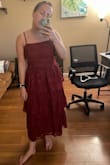 I really liked this dress. It was very comfy and fit true to size. However, I ended up picking another dress for the wedding I was attending and just didn't have an event to keep it for. It is a little longer than midi if you are on the shorter side but I did not mind this. - Courtney C.
