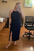 This dress is so elegant and fits so well. Bought it for a November wedding coming up and can't wait to wear it. It is very comfortable and I love the slit. - Courtney C.