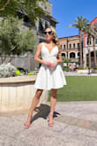 Super cute, comfortable, and easy to throw on. Would make a great graduation dress or bachelorette party dress. Runs TTS. - Eve D.