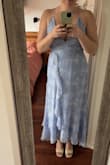 I am usually between a medium and a large at Lulus but the medium was perfect for me with the adjustable back and straps. The material is very lightweight and the dress is so comfortable and flowy without too much excess fabric. I will be purchasing some fabric tape to help with the bunching around the chest area but otherwise, it is the perfect dress! - Madeline Q.