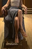 Easy piece to dress up.  Probably could've ordered an XS, but the S was perfect for vaca, not super night walking around at night, and sat just above my hips instead of at the natural waist.  So much movement and the slit is perfect. - Brittney K.