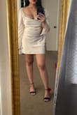 The material is very soft, and it is strong, not thin at all. Honestly, it is a very gorgeous and simple dress. The chest area is a bit too open, but that's easily fixed - Emily E.
