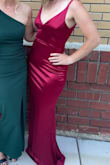 It's a beautiful dress. I thought it accentuated my curves well, and the color was great. The dress got lots of compliments. However, the straps wanted to fall off my shoulders a few times. I narrowly avoided flashing people, so be prepared with some fashion tape. - Erin P.