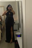 This dress is very soft, comfortable, and flattering. I can't wait to wear it to a black-tie wedding next week. I plan to pair it with gold upper arm cuff jewelry. As you can see in the picture, it is too long. I am 5'1 and am wearing 4" heels in the picture. I will have to get it hemmed, but otherwise, it is great. - Anosha K.