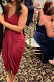 I love this dress! I wore it for a friend's wedding and had the front fixed so it wasn't so low cut. The color is great and the fabric has a lot of stretch. - Kristen D.