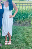 This dress fit really well but was a little bit sheer in the back. I wore a slip underneath and it was fine. - Kristen D.