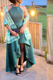 This dress was so much fun to wear. I sized up but the XL was slightly too large for my bust. Wore it anyway as I had no time to get it altered. Looks stunning and got lots of compliments. Get the dress! - Virginia C.