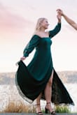 I love this dress. I bought for my engagement photo shoot but will certainly wear it again! I sometimes find myself between M/L in Lulus dresses so originally I had ordered both. The medium fit, but this material doesn't have much stretch so I went with a large. It is a little long even with heels. - Cari C.