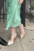Based on the other reviews, I ordered a half size larger than I normally wear (usually an 8.5, I ordered a 9). And they fit perfectly! Loved the rhinestone ankle straps, and got so many compliments. Amazingly, I wore them all evening at a wedding and they felt comfortable, even on the dance floor. - Kelly P.