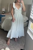 I ordered this dress for my bridal shower but decided to go with another dress. I love this one though! So pretty and feminine and of great quality. I usually wear a size medium, but ordered a small in this. It fit almost perfectly, but sat weirdly on my back (I think because I probably needed a medium lol). - Kathryn N.