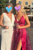I wasn't sure about the dress but took a chance and I'm so glad I did! It was tight at the rib cage but otherwise fit like a glove. I'm tall and wore flats and it was the perfect length. The adjustable straps allowed me to be braless and I felt very comfortable with that (but I'm also small-chested). I received several compliments on the dress at the wedding I attended and felt beautiful! - Stephanie B.