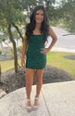 I wore this dress to Homecoming! It was so comfortable, and the material was soft but had structure. Loved the built-in pads, and the ruching made it so flattering. Loved the color too! - Katharine S.