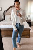 The comfiest cardigan! Perfect length without being too cropped but not too long either. Isn't itchy and goes with everything! - Jennifer Z.