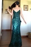 Sequin stunner!! Fit true to size. Love the lace up back, makes it more adjustable. The sequins under the arms are a little scratchy, but that comes with the territory for sequin dresses. I'm 5'5 and it's long on me, will have to get it hemmed a bit. Overall, beautiful quality, especially for the price. - Darcy G.