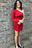 The material looks and feels luxe and the fit was like a glove! I wore it to homecoming in south GA, the third weekend in September, and the dress was perfect! - Nikki K.