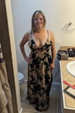In most places, I'm a medium and every now and then a large. I went with a large here and I couldn't zip it up. The boobs were just too big for this one, unfortunately! It's a very pretty dress otherwise! - Amber H.