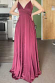 I loved the material and the color. It feels like amazing quality and is fully lined. I like that the slit is kind of hidden so I can keep it more conservative for the family wedding I was hoping to wear it too. The top part however was too big for me. It was very low in the front and kind of open, as I moved you could see bra, so I would've had to pin it. And there was too much fabric in the bust for me, causing some weird bunching in the armpit area. Not super noticeable, but I probably would've wanted to get that adjusted to fit better. I definitely would need a hem (as a 5'2" girl, I knew that was inevitable), but with the issues up top too, it just would've required too much tailoring to get it to fit me well, so I went with another dress instead. Really bummed though because it is beautiful and it was my boyfriend's favorite of the dresses I tried. - Jenna K.