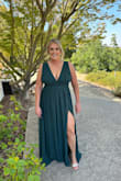 This is a beautiful dress for a wedding as a guest or bridesmaid. it is very flattering, and the material is very good. It ran a little long on me even with heels on, got so many compliments on this dress. - Stacy C.