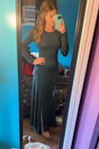 Love this color for a fall wedding! A super stretchy fabric and the slit hits the perfect spot! I have to fold the sleeves but that's not uncommon for me. Overall 10/10 choice for a dress as a guest. - Allyson H.