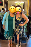 I wore this a bridal shower - got tons of compliments. Didn't wear a bra but next time I would find a way to keep the girls a little perky. I'm usually in between a small and a medium and I had a little room in this dress but if I sized down, I don't think I would have been able to zip this up my wide back. The dress is beautiful and feels amazing. Of course, I spilled oil all over it the first time I wore it. Used some Dawn dish soap and gently rubbed it in with a toothbrush - rinsed it out in the shower and the stains were gone. I'm short and you can see from the pic that the length was still fine. - April T.