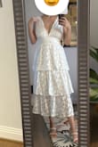 I bought this to wear to my rehearsal dinner! <3 Fits beautifully, is super flattering, is not too low cut, shows just the right amount of skin, and looks great from every angle. - Katie C.