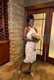 It was a beautiful dress, the only issue was the zipper. Maybe I gained a little since purchasing it but it broke on my wedding day and I had to rush to get alterations 30 minutes before my ceremony. - Courtney W.
