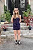 This dress was the perfect amount of sparkle for my daughter's Senior Homecoming dance. This is our 3rd year ordering a dress from Lulus, and we are still super pleased. This was by far the shortest dress she had worn. Personally, I can't imagine someone my height (5'5) wearing it, just FYI. It was fine for her. It was stretchy and comfortable. Love the purple and reflections of blue. So pretty! - Melissa B.