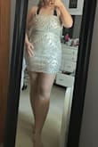 I love this dress so much! I am wearing it to homecoming; It's super cute and the fabric is stretchy so it allows a bit of wiggle room. The only downside is the sequins get everywhere and they're itchy under the arms, but other than that it's great! - Bella R.