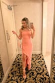 This dress was perfect! I'm very short and I'm wearing pretty tall heels but I didn't need to get them hemmed to my height!
It was so comfortable and perfect for the July wedding I attended! 
1000% recommended for my petite girlies! - Jillian C.