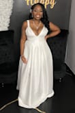 This dress was amazing for my elopement wedding. Was simple & elegant and didn't break the bank! The material looked expensive and the pockets are a nice touch! The size and length were almost perfect with heels and I'm 5'3". If you're taller it would probably be perfect. I didn't even bother getting it altered and it still looked great. Would recommend it to anyone looking for a dress on a budget. - Primas W.