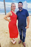 This dress fit very well. It does not show sweat either, and I was drenched after dancing all night. Great color too! Love it - Nikki L.