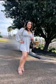 I'm 5'6 and, around 165 lbs to 170 lbs for the most part, and for the boobs, I'm 36 DDD and 38DDD. For this dress, I did not wear a bra because I couldn't; it made me feel as if I was chocking and made the dress shorter. I got it on sale, and when I tried to exchange it, I couldn't. The price had changed also, so I kept it but can't use a bra with it. Also, the gap on the boobs is huge, yet no bra; it's weird because it's huge up and a very short skirt. - Angelica K.